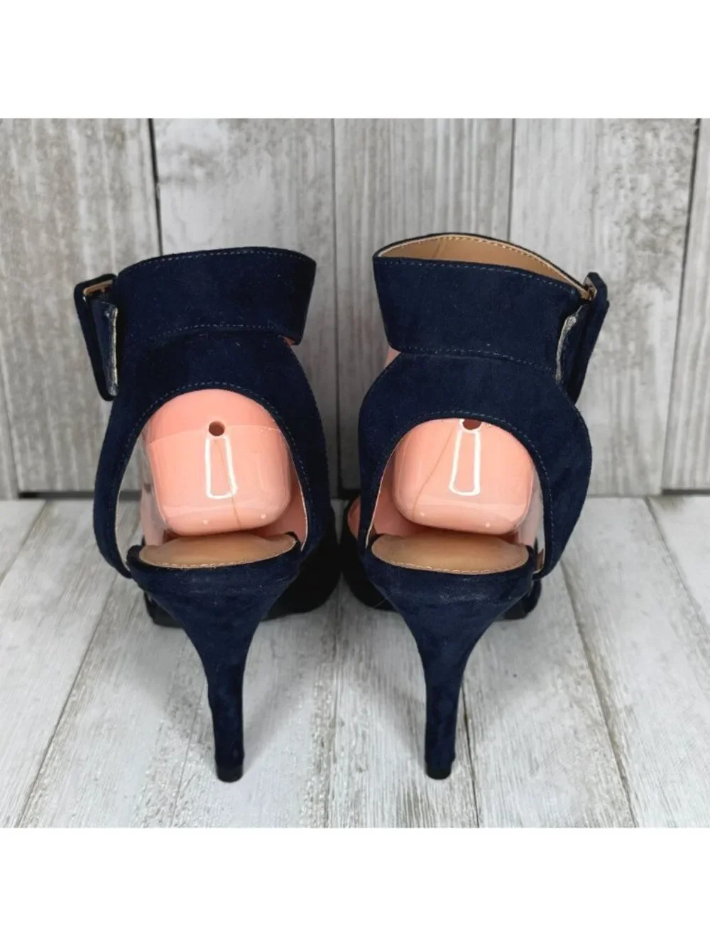 CATO Ankle Strap Heels Blue Faux Suede Size 8 M
